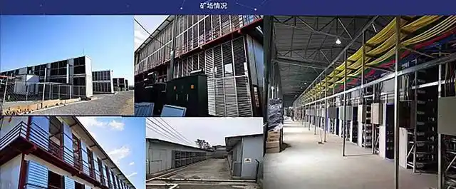 A modern mining farm setup, showcasing rows of mining rigs and optimal cooling systems