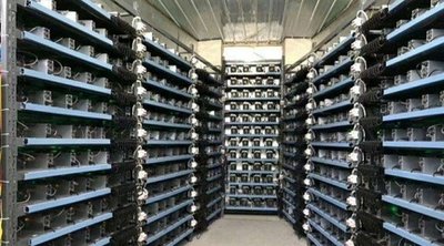 A sprawling Ethereum mining farm housing numerous ASIC miners